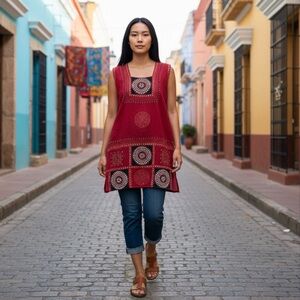 Eclectic Boho tunic with beads from Nepal